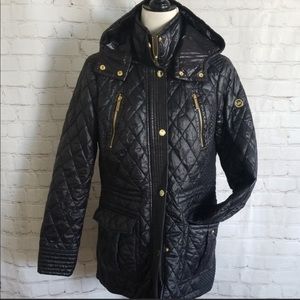 Michael Kors Black Quilted Hooded Puffer Coat